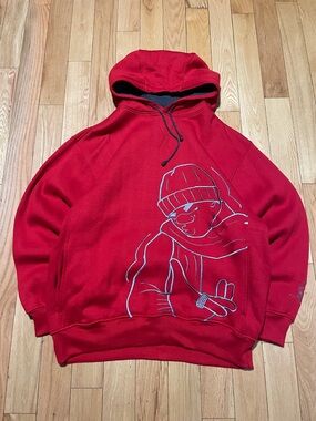 South Pole Red Graphic Pullover Hoodie for Men